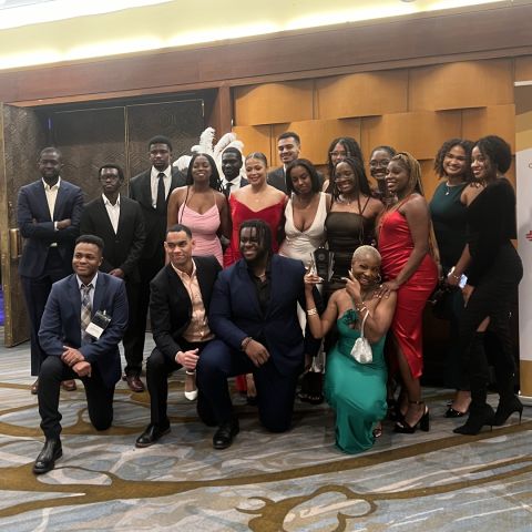 BLSA-Queen’s members show off the Small Chapter of the Year Award they received from the Black Law Students’ Association of Canada at a gala held in Toronto’s Westin Harbour Castle during Black Histories and Futures Month. “We are overjoyed, emotional, and excited!” exclaims BLSA-Queen’s President Uche Umolu, Law’25 (bottom row, far right).