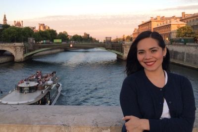 Ontario Trillium Scholarship recipient Ana Patricia Chuc Gamboa, shown in Paris last summer, when she was preparing her admission application to Queen’s PhD in Law program