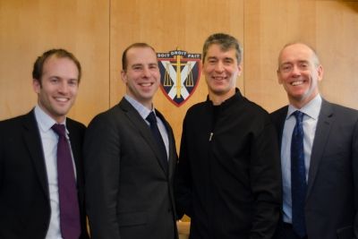 Professor Bruce Pardy (second right) at the Ecolawgic book launch with host Professor Grégoire Webber and commentators Professor Jason MacLean and Justice Grant Huscroft.