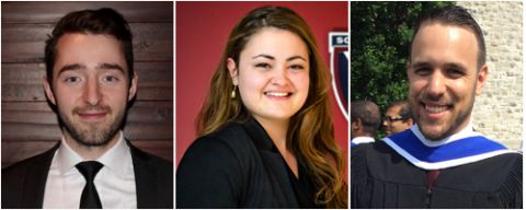 Supreme Court of Canada clerkship recipients Jeremy Butt, Law’16, Alexandra Hebert, Law’16, and Francis Lévesque, Law’15.