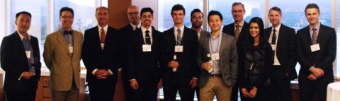 Dean Bill Flanagan (4th right) with alumni and members of the incoming Law’18 class at the Queen’s Law reception in Vancouver on May 14.