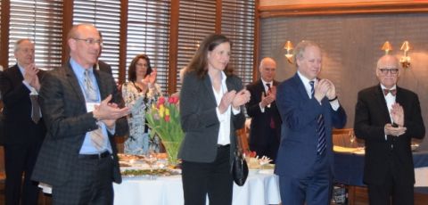 Alumni celebrate Queen’s Law in Montréal on April 24 at la Palais de justice. (Photo by Viki Andrevska)