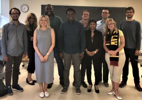 Associate Dean Josh Karton (3rd right) with some of the newly admitted students into the Queen’s Law graduate program