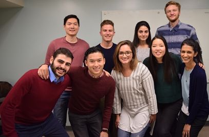 Project lead Yamen Fadel, Law’18 (front row, left), with members of the Legal Education for Refugees Project team.