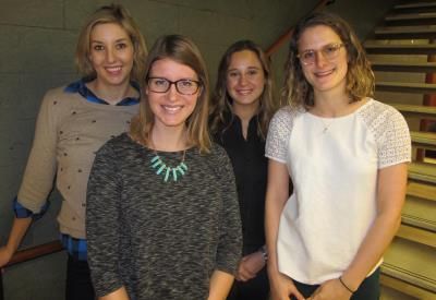 Working on the Queen's Law Refugee Support Program are (l-r): Jess Spindler, Kaisha Thompson, Lauren Wilson and Rosa Stall.