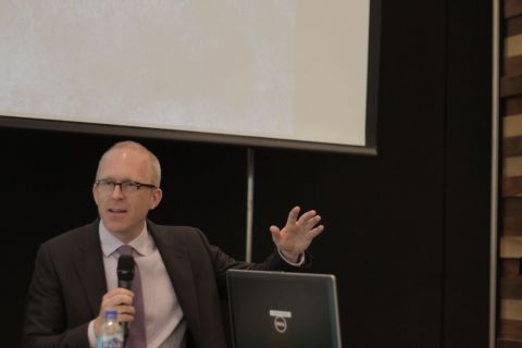 Associate Professor Darryl Robinson presents at a conference on drug-related violence and crimes against humanity designations in Mexico.