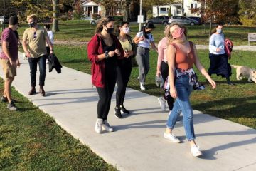 Students connected in-person during a lakefront trail excursion, one of several planned social activities organized to improve their well-being amid the pandemic. 